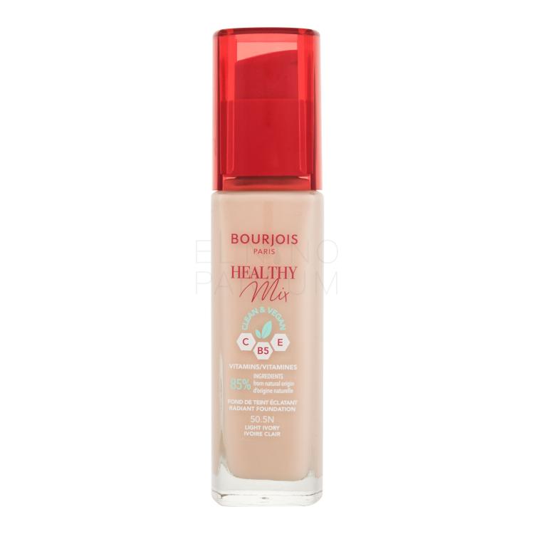 BOURJOIS Paris Healthy Mix Clean &amp; Vegan Radiant Foundation Podkład dla kobiet 30 ml Odcień 50,5N Light Ivory