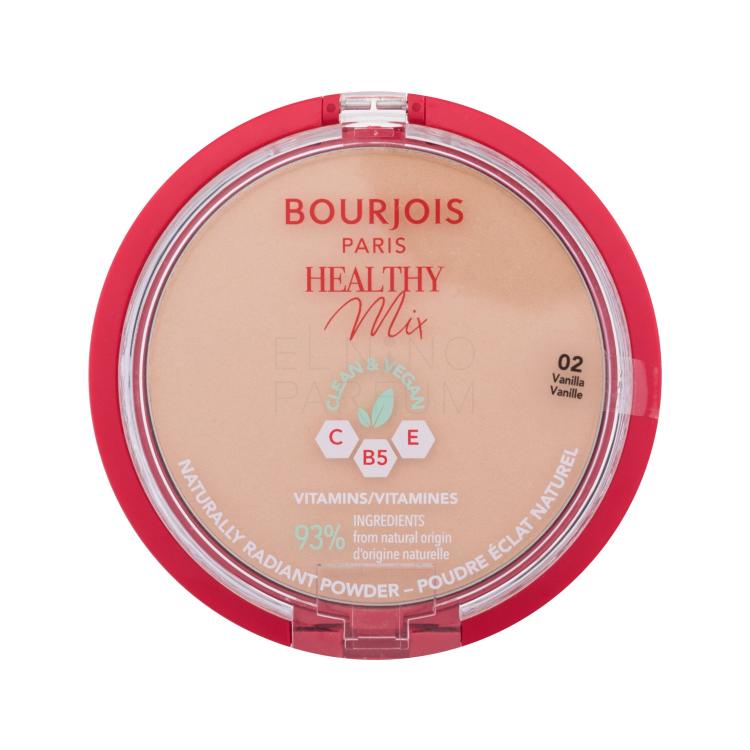 BOURJOIS Paris Healthy Mix Clean &amp; Vegan Naturally Radiant Powder Puder dla kobiet 10 g Odcień 02 Vanilla