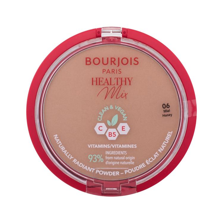 BOURJOIS Paris Healthy Mix Clean &amp; Vegan Naturally Radiant Powder Puder dla kobiet 10 g Odcień 06 Honey