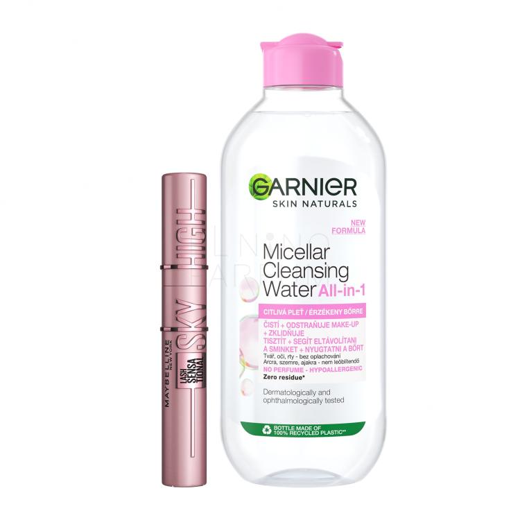Zestaw Płyn micelarny Garnier Skin Naturals Micellar Water All-In-1 Sensitive + Tusz do rzęs Maybelline Lash Sensational Sky High