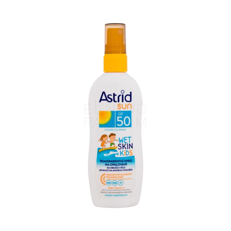 Astrid Sun Kids Wet Skin Transparent Spray SPF50 Preparat do opalania ciała dla dzieci 150 ml