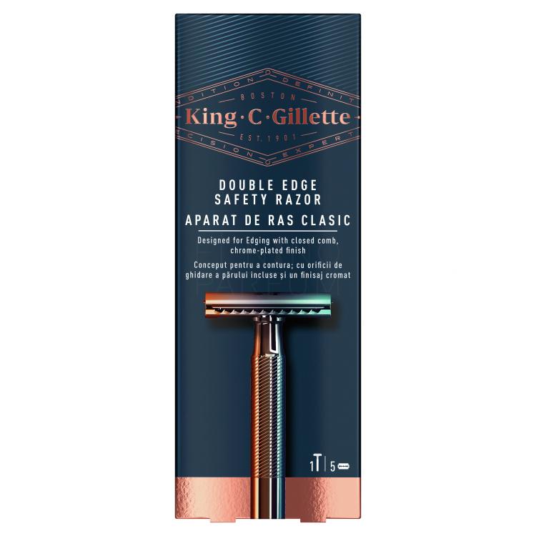 Gillette King C. Double Edge Safety Razor Maszynka do golenia dla mężczyzn Zestaw