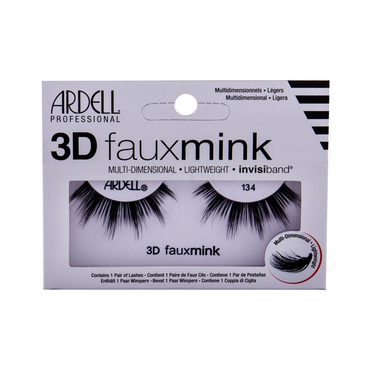 Ardell 3D Faux Mink 134 Sztuczne rzęsy dla kobiet 1 szt Odcień Black Uszkodzone pudełko