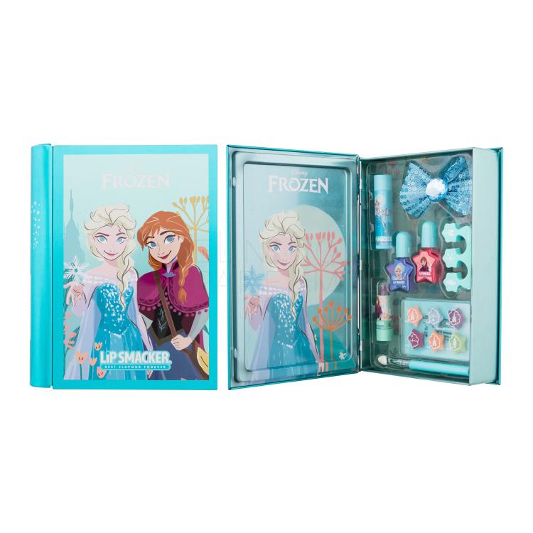 Lip Smacker Disney Frozen Magic Book Tin Zestaw balsam do ust 3,4 g + krem rozświetlający 6 x 0,25 g + lakier do paznokci 2 x 4,25 ml + pomadka 1,25 g + aplikator + spinka do włosów + separator do paznokci + metalowe pudełko