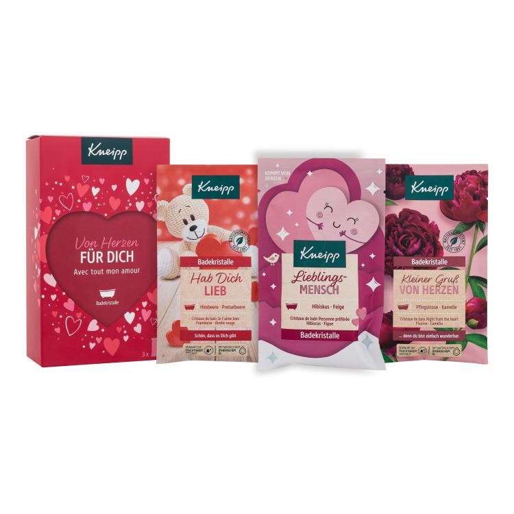 Kneipp For You Zestaw sól do kąpieli Greeting From The Heart (Kleiner Gruß Von Herzen) 60 g + sól do kąpieli I love You (Hab Dich Lieb) 60 g + sól do kąpieli Favourite Person (Lieblings Mensch) 60 g