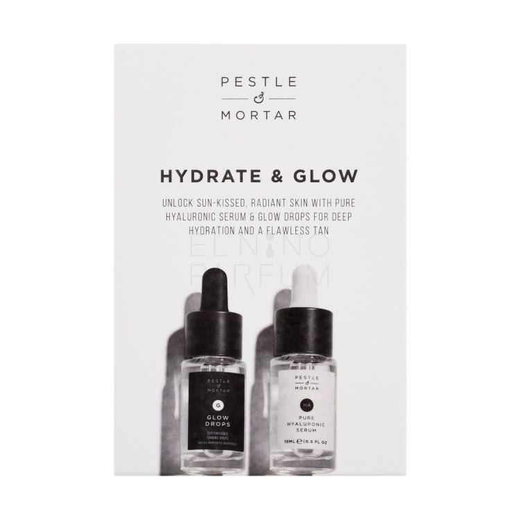 Pestle &amp; Mortar Hydrate &amp; Glow Zestaw serum do twarzy Pure Hyaluronic Serum 15 ml + samoopalające serum do twarzy Glow Drops 15 ml