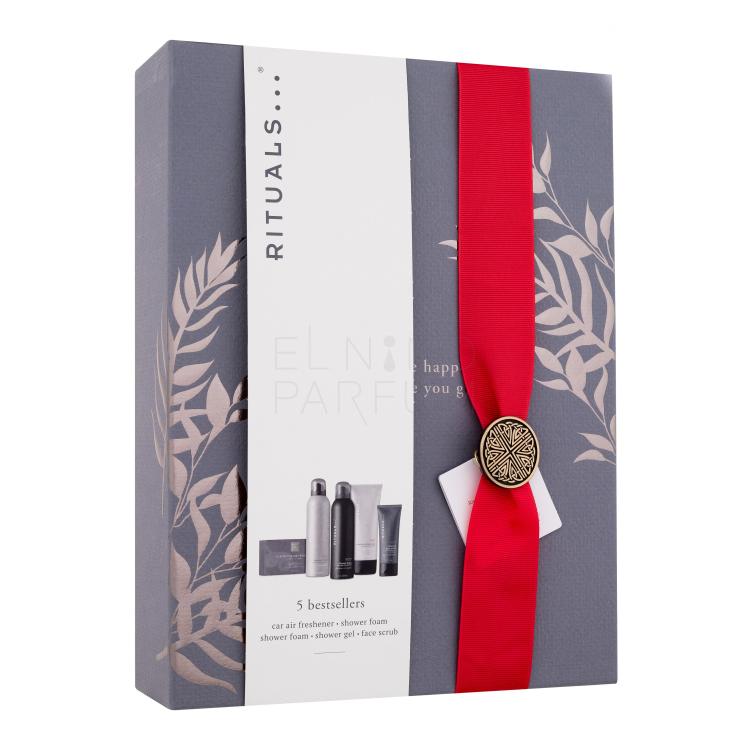 Rituals Homme Gift Set Zestaw pianka pod prysznic Homme Shower Foam 200 ml + pianka pod prysznic Sport Shower Foam 200 ml + żel pod prysznic Sport Cooling Shower Gel 200 ml + peeling do ciała Homme Charcoal Face Scrub 70 ml + zapach do auta Luxury Car Air Freshener