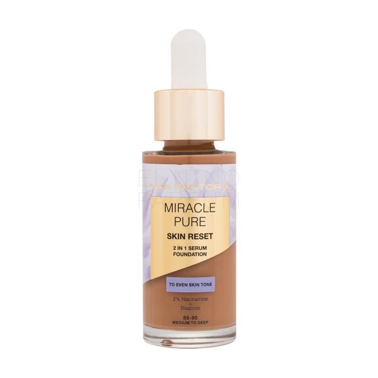 Max Factor Miracle Pure Skin Reset 2in1 Serum Foundation Podkład dla kobiet 30 ml Odcień 85-90 Medium To Deep