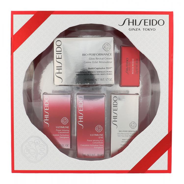 Shiseido Bio-Performance Glow Revival Cream Zestaw BIO-PERFORMANCE Glow Revival Cream 50 ml + Ultimune Concentrate 10 ml + Ultimune Eye Concentrate 5 ml + Glow Revival Eye Tr. 5 ml + Rouge 2,5 g RD501