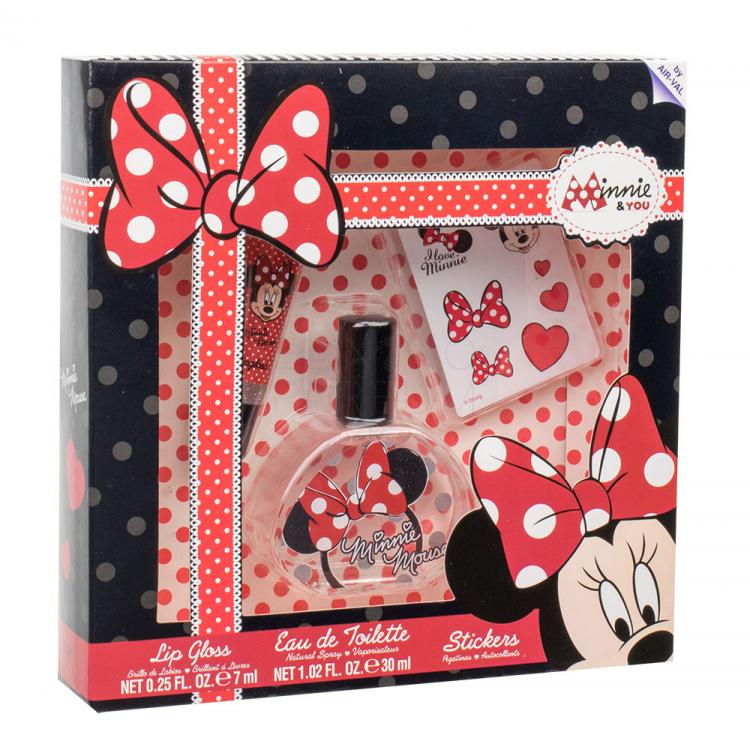 Disney Minnie Mouse Zestaw Edt 30 ml + Błyszczyk do ust 7 ml + Naklejki
