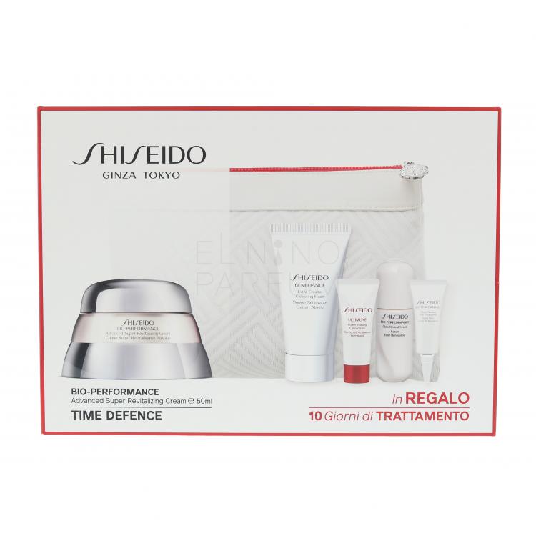 Shiseido Bio-Performance Advanced Super Revitalizing Zestaw Krem 50 ml + Pianka myjąca 30 ml + Serum Ultimune 5 ml + Serum Glow Revival 7 ml + Eye Care Glow Revival 3 ml + Kosmetyczka