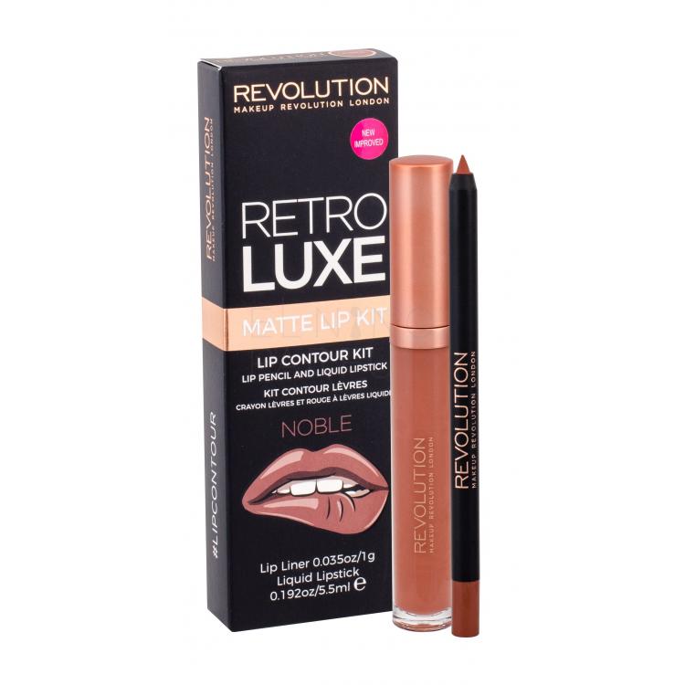 Makeup Revolution London Retro Luxe Matte Lip Kit Zestaw Płynna pomadka 5,5 ml + Konturówka do ust 1 g